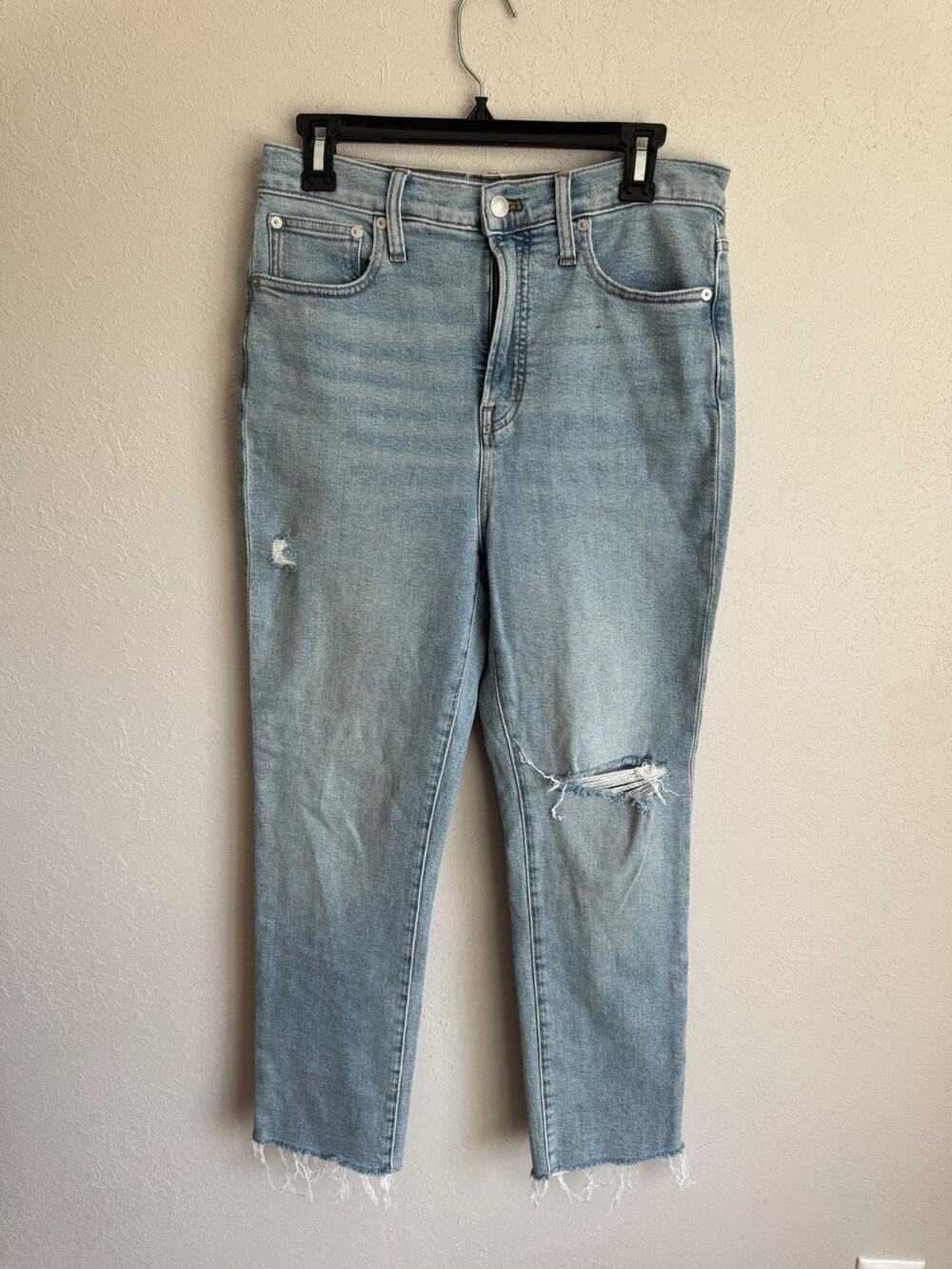 Madewell Light Wash Blue Denim The Perfect Vintage Jeans Womens 28 Distressed